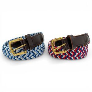 Vineyard Vines Lot of 2 Men's Woven Braided Rope Belts Blue/Red/White Size 40